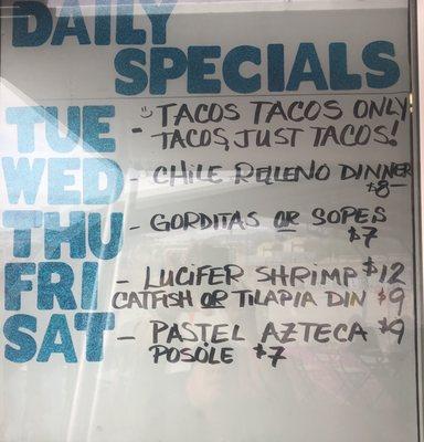 Daily specials.