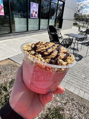 Chocolate covered strawberry bowl with peanut butter added