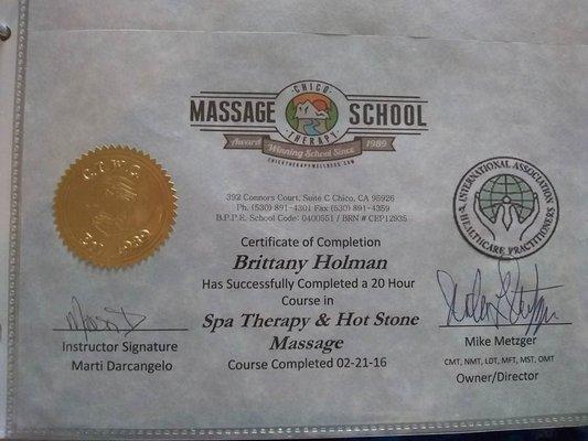 Spa Therapy and Hot Stone State Recognized Class Training