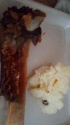 beef ribs and potatoe salad they may not look much but don't be fooled,  the beef ribs and potato salad are slamming