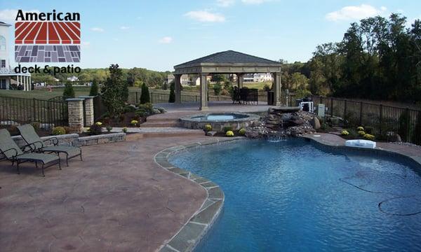 Cabana, stamped concrete, hard scape