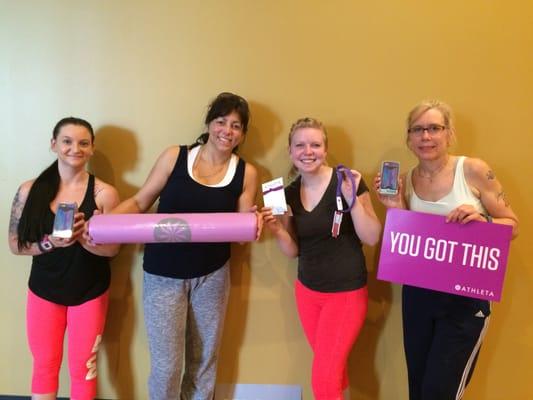 Way to go Ladies! Thanks for participating in our Saturday boot camp class! Thanks for Athleta_MOA for donating the prizes!