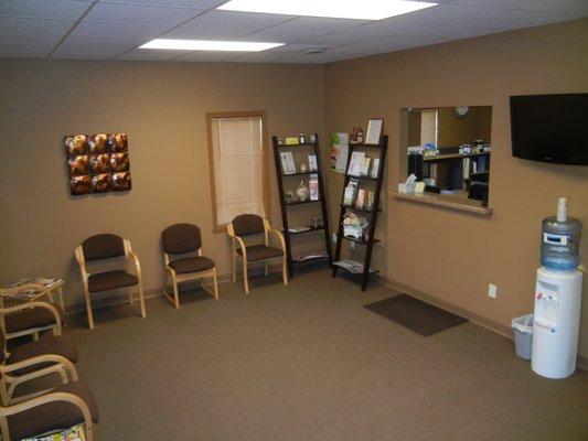 Warm and inviting reception area.