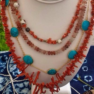 Chains with semiprecious stones and branch coral strands!