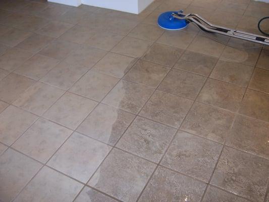 During Tile Cleaning