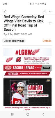 Sunday afternoon the Detroit Red Wings are on the road to play against the New Jersey Devils. "Christian & Sama"  :-)  4/24/2022