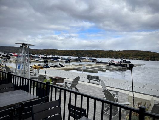 View of the marina from the outdoor seating.