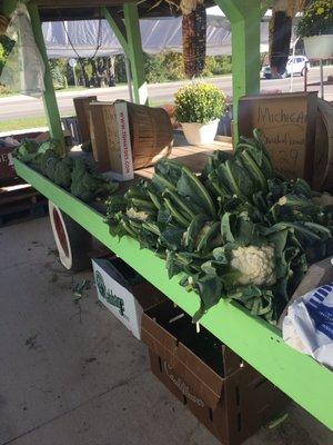 Broccoli, cauliflower, acorn squash