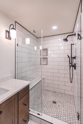 Bathroom Remodel Falls Church VA 
 Wall Tile: Blanco Wall Magnolia
 Countertop: Cashmere Carrara