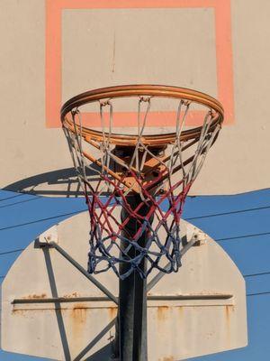 Basket. Love the white, red, and blue netting!