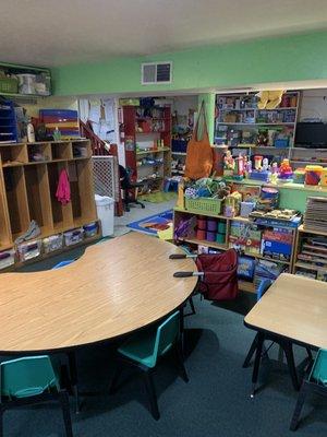 Each child has a cubby assigned to them.