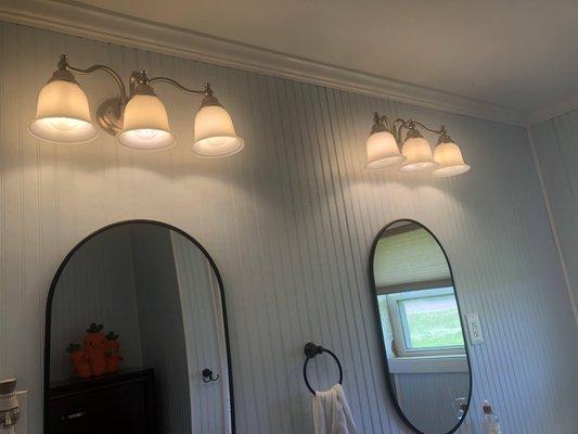 Added vanity lights to this bathroom remodel.