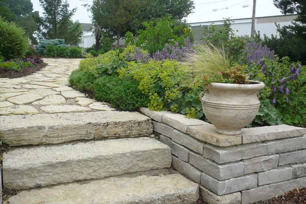 Natural Stone with Retaining Wall. Elburn IL