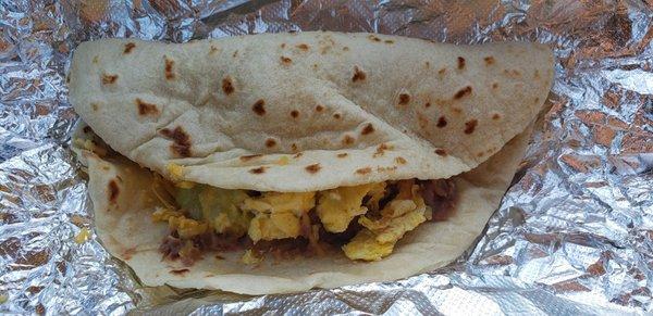 Bean egg cheese breakfast taco