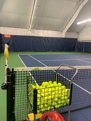 Tennis court and tennis balls