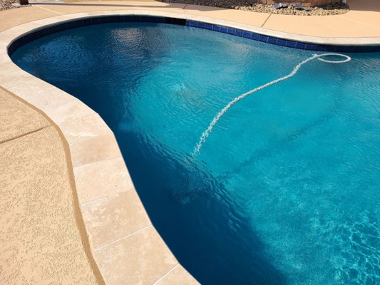 Completed pool project. We love the blue interior.