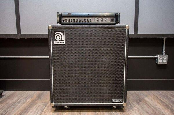 Studio A backline bass rig: Ampeg 4X10 with SVT amp head.