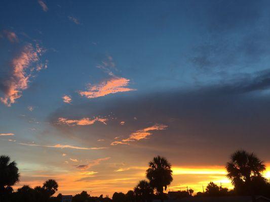 Sunset behind the restaurant.