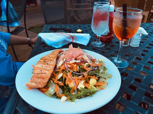 Sesame Glazed Salmon Salad and Aperol Spritz