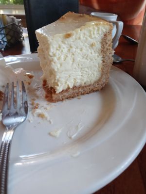 Cheesecake, creamy and large enough for two to share