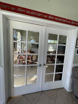 Looking into the dining room