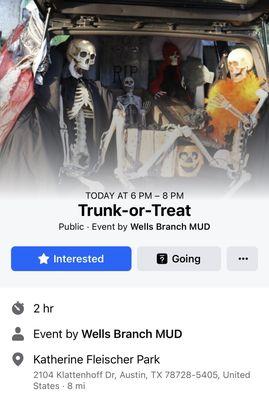 "Trunk-or-Treat" event on 10/31/2023