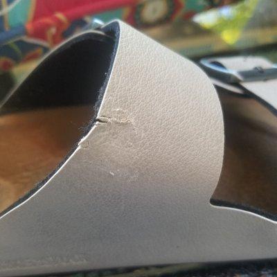 My pup got a hold of my 2 day old vegan strap on my Birkenstocks. 
 Can you  fix this?