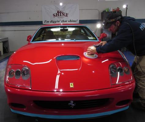 Ferrari 575M Maranello - paint correction in progress prior to install of Optimum Gloss Coat