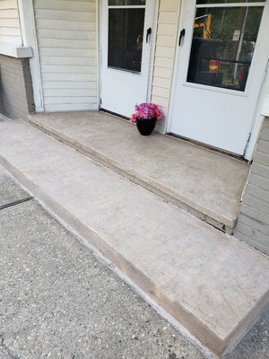 Stamped and colored concrete steps.