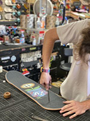 Brandon setting up our new deck