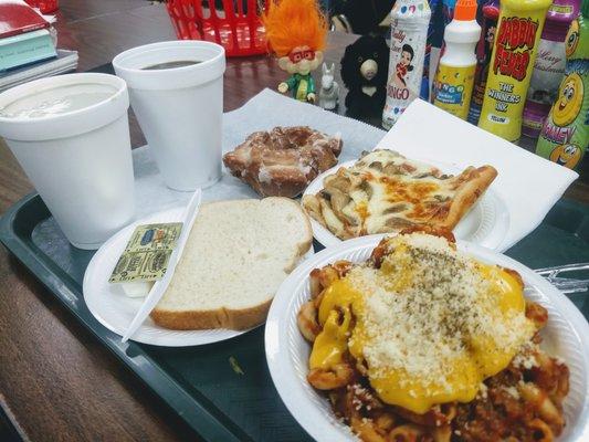 Our spread from the concession area--everything was cheap and tasty.