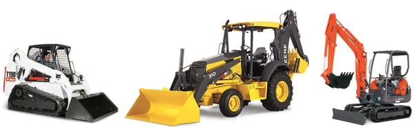 Excavating Equipment including: Skid-steer Loaders, Backhoes, and Mini Excavators