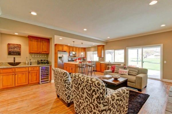 Remodeled open kitchen and family room