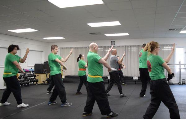 Adult class practicing Applied Wing Chun Kung Fu.