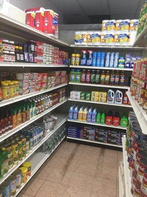 Can goods !  Jams , ice tea , salad dressing , cleaning products , household essentials!