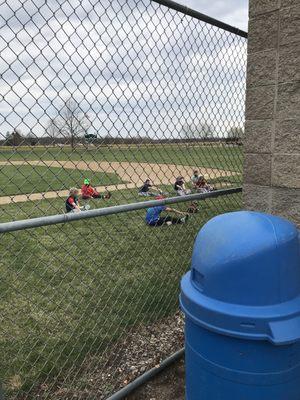 Baseball field stretching