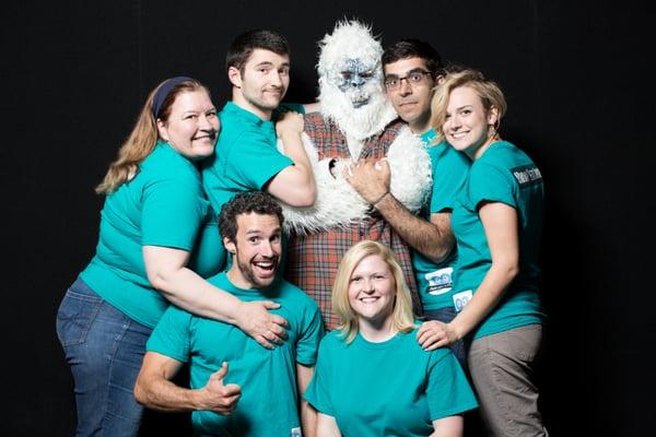 Clockwise from top: The Yeti, John Parsi, Aneliese Palmer, Mallory Hanus, Erik Dahl, Mary Jo Mrochinski, Josh Rhoades