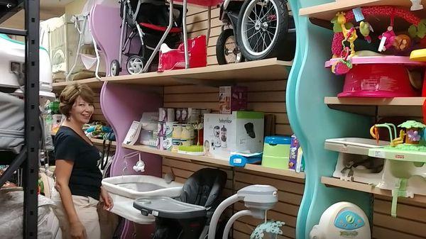 Lots of baby gear: strollers, high chairs, pack n' plays, swings, bath tubs, exersaucers, and so much more!