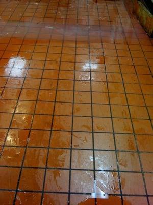 This is the tile at our business before they cleaned it (I swept and mopped it first). We were considering tearing it out altogether.