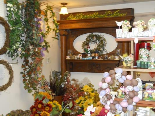 We have some antiques and we also custom make wreaths and arrangements.