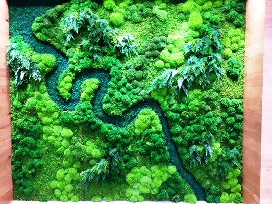 Preserved Moss Wall with Cuyahoga River 
 8' X 10'