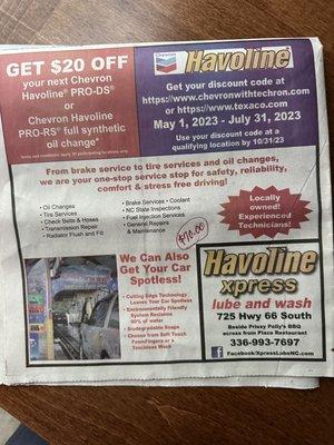 Newpaper Ad from Kernersville News July 4, 2023