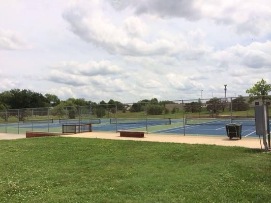 Nice tennis courts with lights!