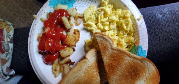 My breakfast I made since we couldn't eat here