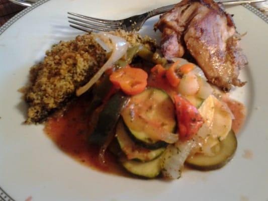 Ratatouille,  Stuffed Mushrooms and Pan Grilled Chicken