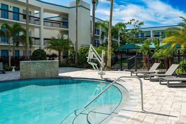 Handicap access to our pool so no one is left out of the fun.