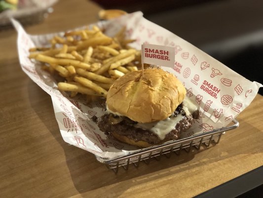 Mushroom burger with large fry