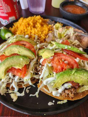 Tostadas with ground beef.