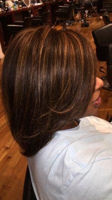 Silk Press, Color and Highlights on Natural hair