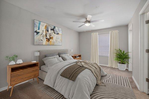 Virtually staged bedroom